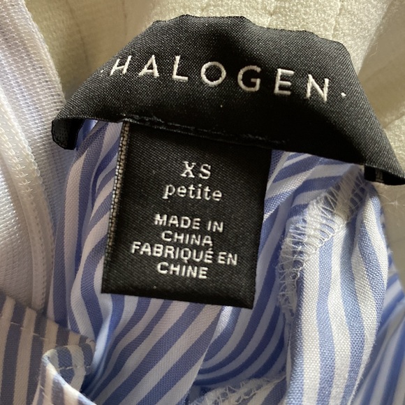 Halogen pinstriped gathered neck blouse, 3/4 sleeves, zip back size: XSP - Picture 7 of 9